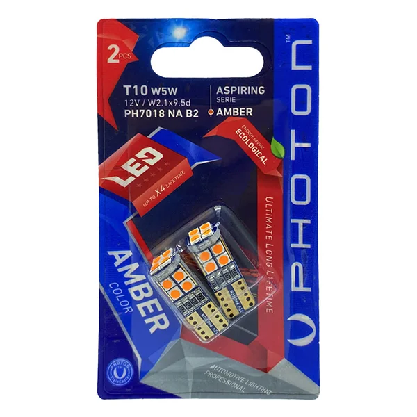 PHOTON T10 W5W 12V AMBER 12 LED ASPIRING SERIE (2Lİ BLİSTER)