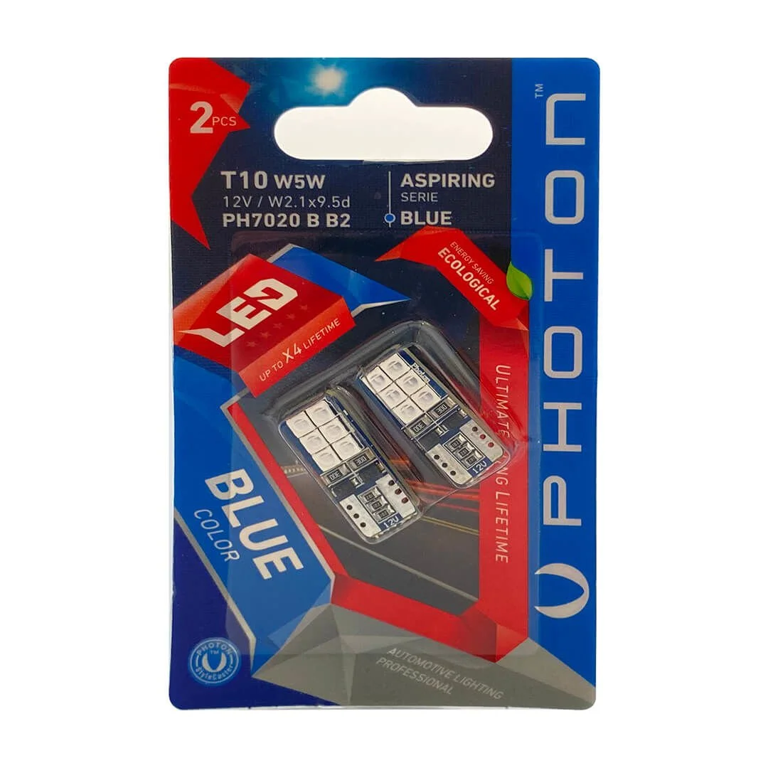 PHOTON T10 W5W 6+6 MAVİ LED (2Lİ BLİSTER)