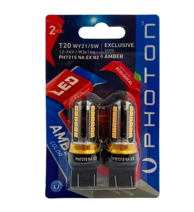 PHOTON T20 W21/5W AMBER EXCLUSIVE 12V-24V LED(2Lİ BLİSTER)