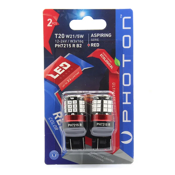 PHOTON T20 W21/5W KIRMIZI 12V-24V LED(2LI BLİSTER)
