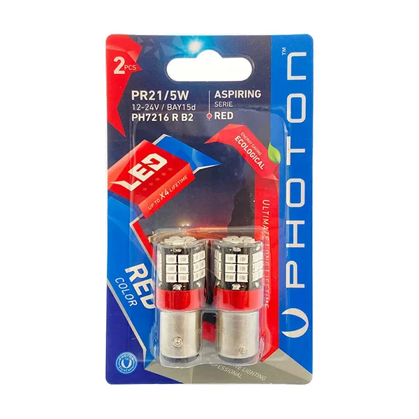 PHOTON P21/5W KIRMIZI 12V-24V LED(2LI BLİSTER)